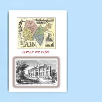Cartes Postales impression Noir avec dpartement sur la ville de FERNEY VOLTAIRE Titre : maison de voltaire