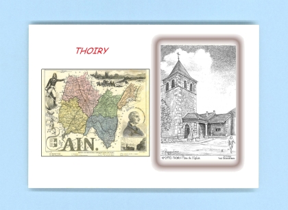 Cartes Postales impression Noir avec dpartement sur la ville de THOIRY Titre : place de l eglise