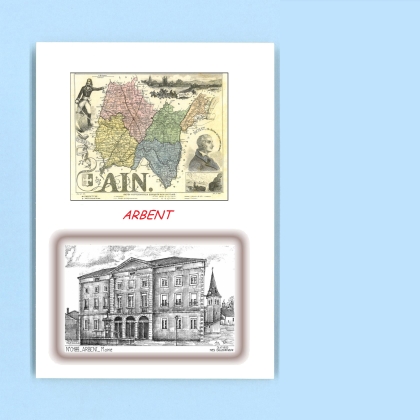 Cartes Postales impression Noir avec dpartement sur la ville de ARBENT Titre : mairie