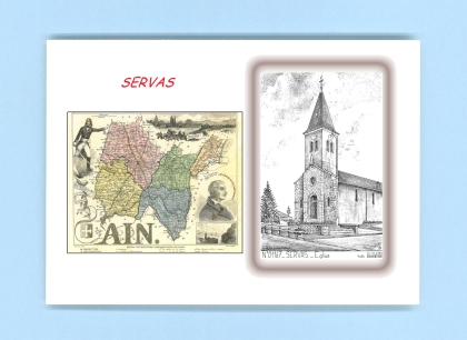 Cartes Postales impression Noir avec dpartement sur la ville de SERVAS Titre : eglise