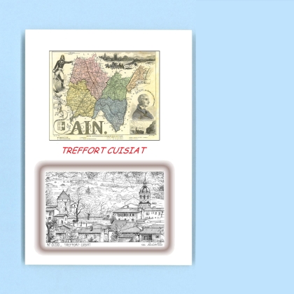 Cartes Postales impression Noir avec dpartement sur la ville de TREFFORT CUISIAT Titre : vue