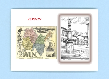 Cartes Postales impression Noir avec dpartement sur la ville de CERDON Titre : vue