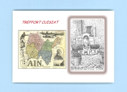 Cartes Postales impression Noir avec dpartement sur la ville de TREFFORT CUISIAT Titre : fontaine du carrouge