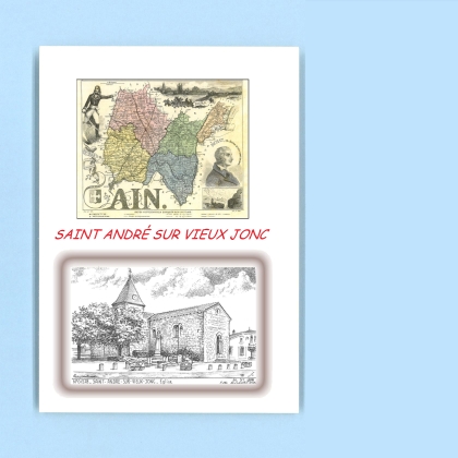 Cartes Postales impression Noir avec dpartement sur la ville de ST ANDRE SUR VIEUX JONC Titre : eglise