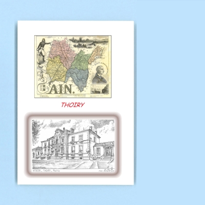 Cartes Postales impression Noir avec dpartement sur la ville de THOIRY Titre : mairie