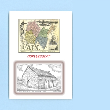 Cartes Postales impression Noir avec dpartement sur la ville de CORVEISSIAT Titre : chapelle a st maurice d echaz.