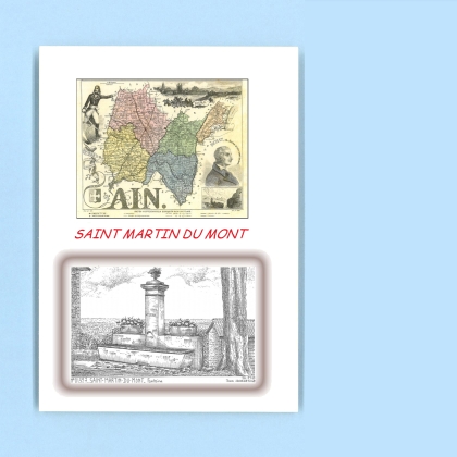 Cartes Postales impression Noir avec dpartement sur la ville de ST MARTIN DU MONT Titre : fontaine