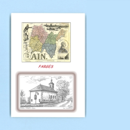Cartes Postales impression Noir avec dpartement sur la ville de FARGES Titre : eglise