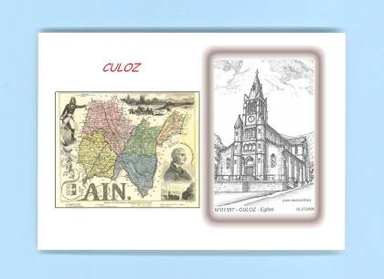 Cartes Postales impression Noir avec dpartement sur la ville de CULOZ Titre : eglise