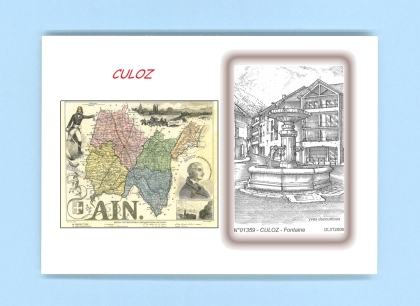 Cartes Postales impression Noir avec dpartement sur la ville de CULOZ Titre : fontaine