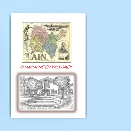 Cartes Postales impression Noir avec dpartement sur la ville de CHAMPAGNE EN VALROMEY Titre : place brillat savarin