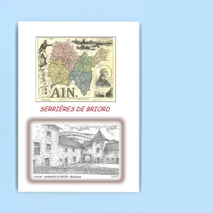 Cartes Postales impression Noir avec dpartement sur la ville de SERRIERES DE BRIORD Titre : bibliotheque
