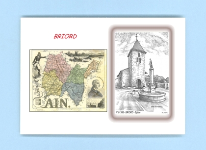Cartes Postales impression Noir avec dpartement sur la ville de BRIORD Titre : eglise