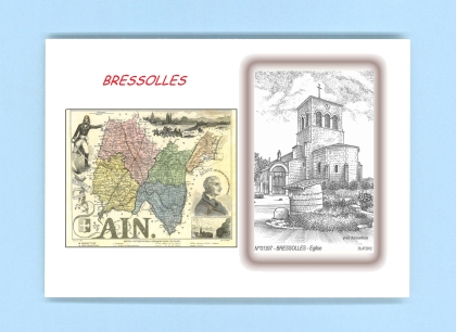 Cartes Postales impression Noir avec dpartement sur la ville de BRESSOLLES Titre : eglise