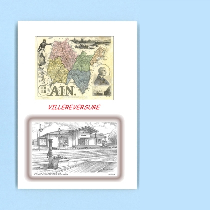 Cartes Postales impression Noir avec dpartement sur la ville de VILLEREVERSURE Titre : mairie