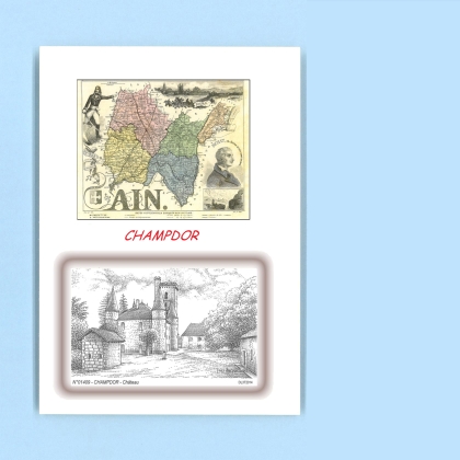 Cartes Postales impression Noir avec dpartement sur la ville de CHAMPDOR Titre : chateau