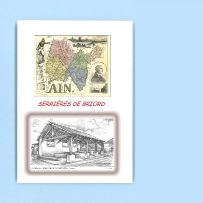 Cartes Postales impression Noir avec dpartement sur la ville de SERRIERES DE BRIORD Titre : lavoir