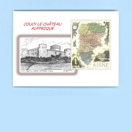 Cartes Postales impression Noir avec dpartement sur la ville de COUCY LE CHATEAU AUFFRIQUE Titre : chateau