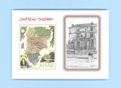Cartes Postales impression Noir avec dpartement sur la ville de CHATEAU THIERRY Titre : maison natale de j de la fonta