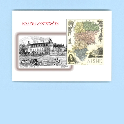 Cartes Postales impression Noir avec dpartement sur la ville de VILLERS COTTERETS Titre : chateau