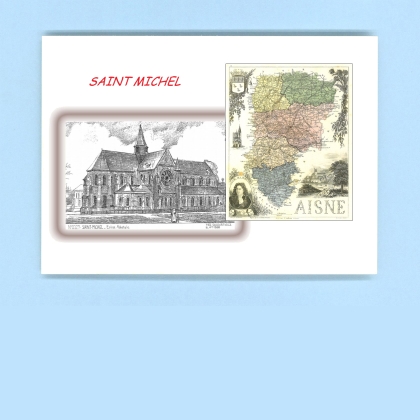Cartes Postales impression Noir avec dpartement sur la ville de ST MICHEL Titre : eglise abbatiale