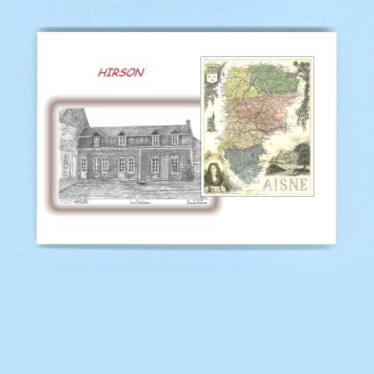 Cartes Postales impression Noir avec dpartement sur la ville de HIRSON Titre : chateau