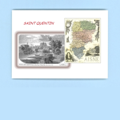 Cartes Postales impression Noir avec dpartement sur la ville de ST QUENTIN Titre : bords du canal