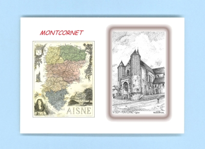 Cartes Postales impression Noir avec dpartement sur la ville de MONTCORNET Titre : eglise