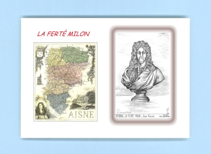 Cartes Postales impression Noir avec dpartement sur la ville de LA FERTE MILON Titre : jean racine