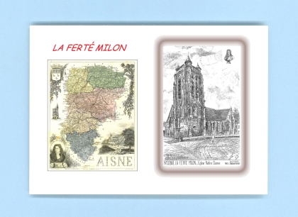 Cartes Postales impression Noir avec dpartement sur la ville de LA FERTE MILON Titre : eglise notre dame (racine)