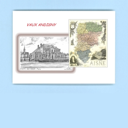 Cartes Postales impression Noir avec dpartement sur la ville de VAUX ANDIGNY Titre : mairie