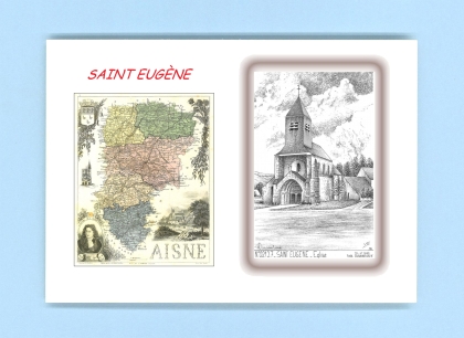 Cartes Postales impression Noir avec dpartement sur la ville de ST EUGENE Titre : eglise
