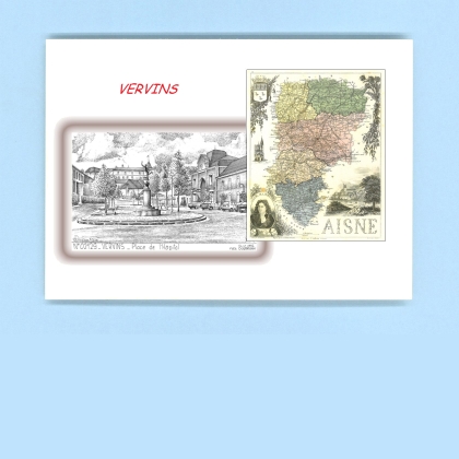 Cartes Postales impression Noir avec dpartement sur la ville de VERVINS Titre : place de l hopital