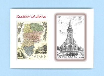 Cartes Postales impression Noir avec dpartement sur la ville de ESSIGNY LE GRAND Titre : eglise