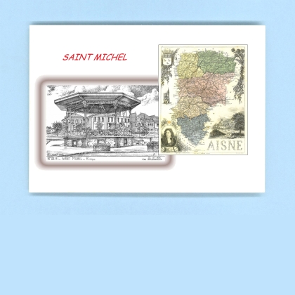 Cartes Postales impression Noir avec dpartement sur la ville de ST MICHEL Titre : kiosque