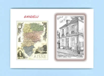Cartes Postales impression Noir avec dpartement sur la ville de GANDELU Titre : mairie