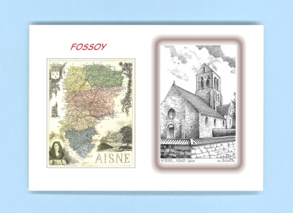 Cartes Postales impression Noir avec dpartement sur la ville de FOSSOY Titre : eglise