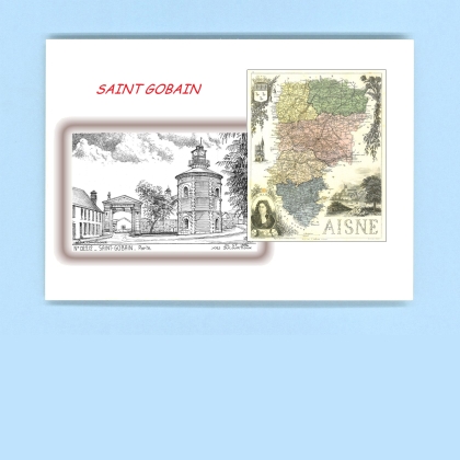 Cartes Postales impression Noir avec dpartement sur la ville de ST GOBAIN Titre : porte
