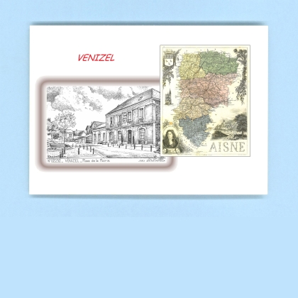 Cartes Postales impression Noir avec dpartement sur la ville de VENIZEL Titre : mairie
