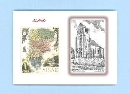 Cartes Postales impression Noir avec dpartement sur la ville de GLAND Titre : eglise