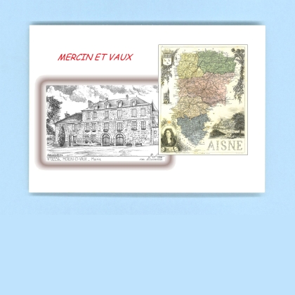Cartes Postales impression Noir avec dpartement sur la ville de MERCIN ET VAUX Titre : ecole