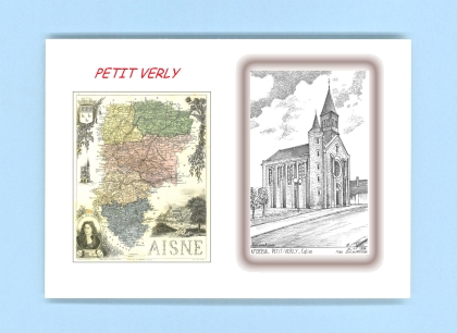 Cartes Postales impression Noir avec dpartement sur la ville de PETIT VERLY Titre : eglise