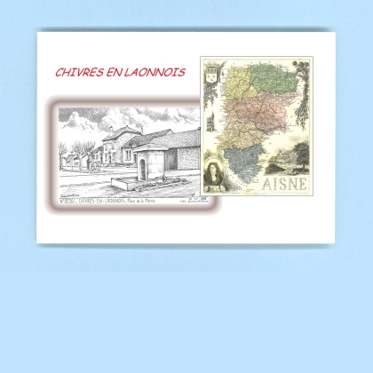Cartes Postales impression Noir avec dpartement sur la ville de CHIVRES EN LAONNOIS Titre : place de la mairie