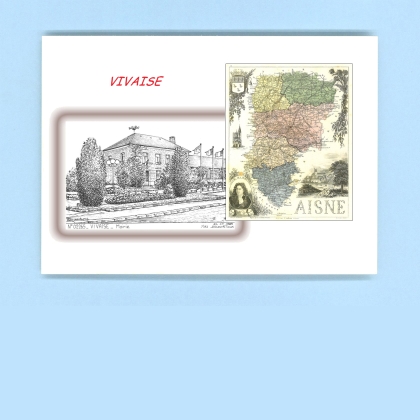 Cartes Postales impression Noir avec dpartement sur la ville de VIVAISE Titre : mairie