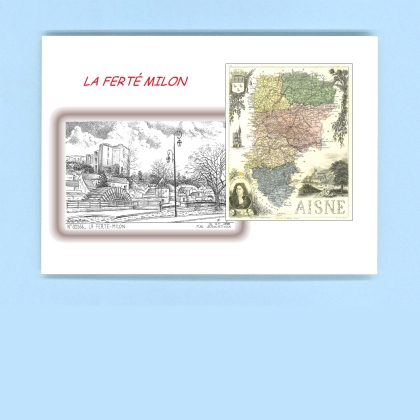 Cartes Postales impression Noir avec dpartement sur la ville de LA FERTE MILON Titre : vue
