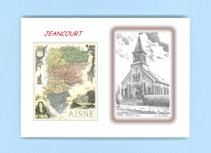 Cartes Postales impression Noir avec dpartement sur la ville de JEANCOURT Titre : eglise