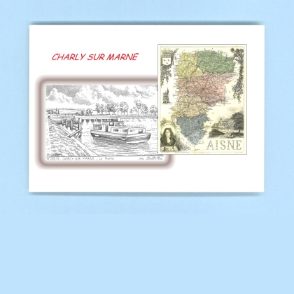 Cartes Postales impression Noir avec dpartement sur la ville de CHARLY SUR MARNE Titre : la marne