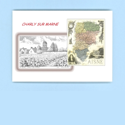 Cartes Postales impression Noir avec dpartement sur la ville de CHARLY SUR MARNE Titre : vue