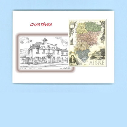 Cartes Postales impression Noir avec dpartement sur la ville de CHARTEVES Titre : mairie