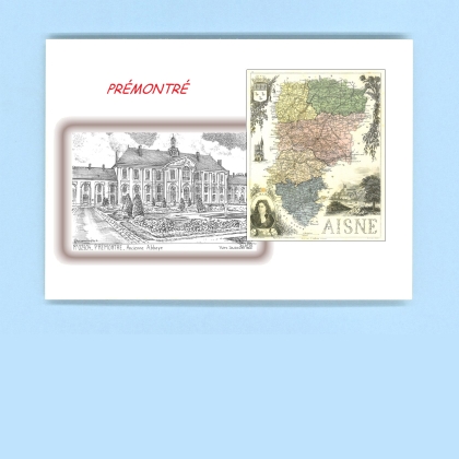 Cartes Postales impression Noir avec dpartement sur la ville de PREMONTRE Titre : ancienne abbaye
